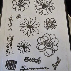 Scrappy Cat Clear Stamp set plus more, Sunny Days, flower, summer, camping